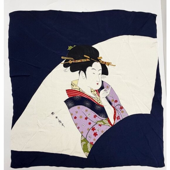 Textile Art Accessories - Geishas Square Scarf Japanese Traditional Textile Art